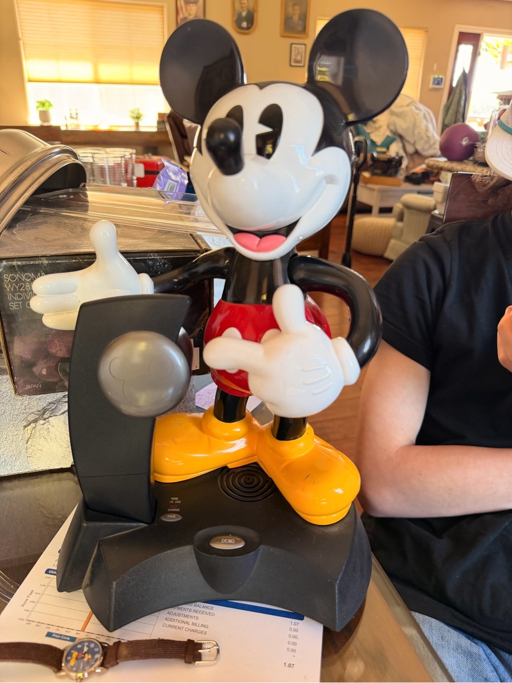 Vintage Style Mickey Mouse Figurine Lamp - Black, White, Red, Yellow